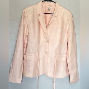 Pastel Pink Linen Blazer XL Lightweight Summer Jacket Tailored Work Office